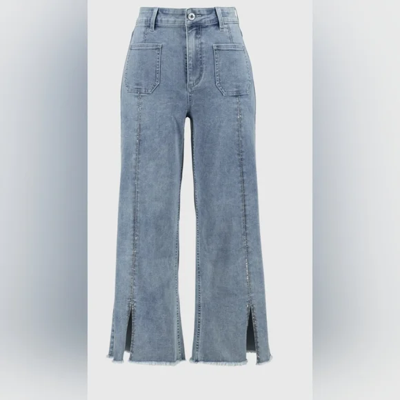 Joseph Ribkoff - Culotte Jeans With Embellished Front Seam Size 8 - Picture 2 of 16